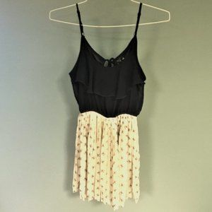 Wet Seal Navy & Cream Dress w/ Bow Print